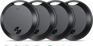 Top Best Air Tracker Tags-4 Pack: Smart Bluetooth Tracker, Item Finder Works with Apple Find My (iOS Only) App, Trakcer Tag Locator for Keys, Luggage, Satchel, weTag mini.