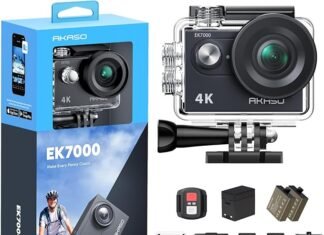 Top Best Waterproof Action Camera Under $100 :AKASO EK7000 4K30FPS 20MP WiFi Action Camera with EIS Ultra HD 131FT Waterproof Underwater Camera Remote Control 4X Zoom Support External Microphone Black